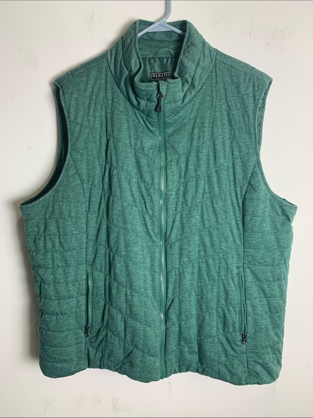 bagatelle Quilted Teal Green Sleeveless Zip-Up Vest